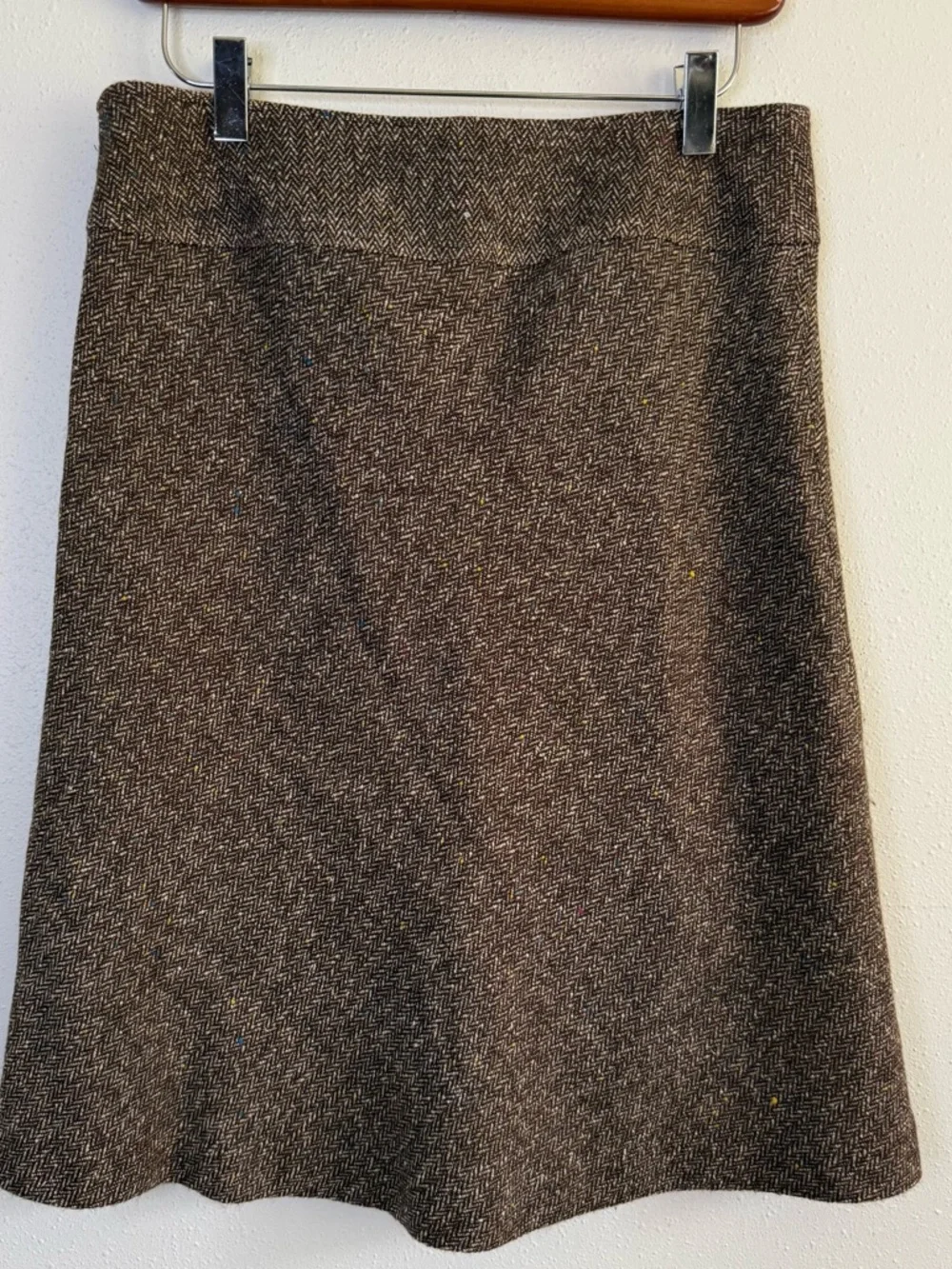 George Brown Herringbone Tweed Skirt Size 4 A-Line Floral Appliqué Lined - Picture 4 of 8